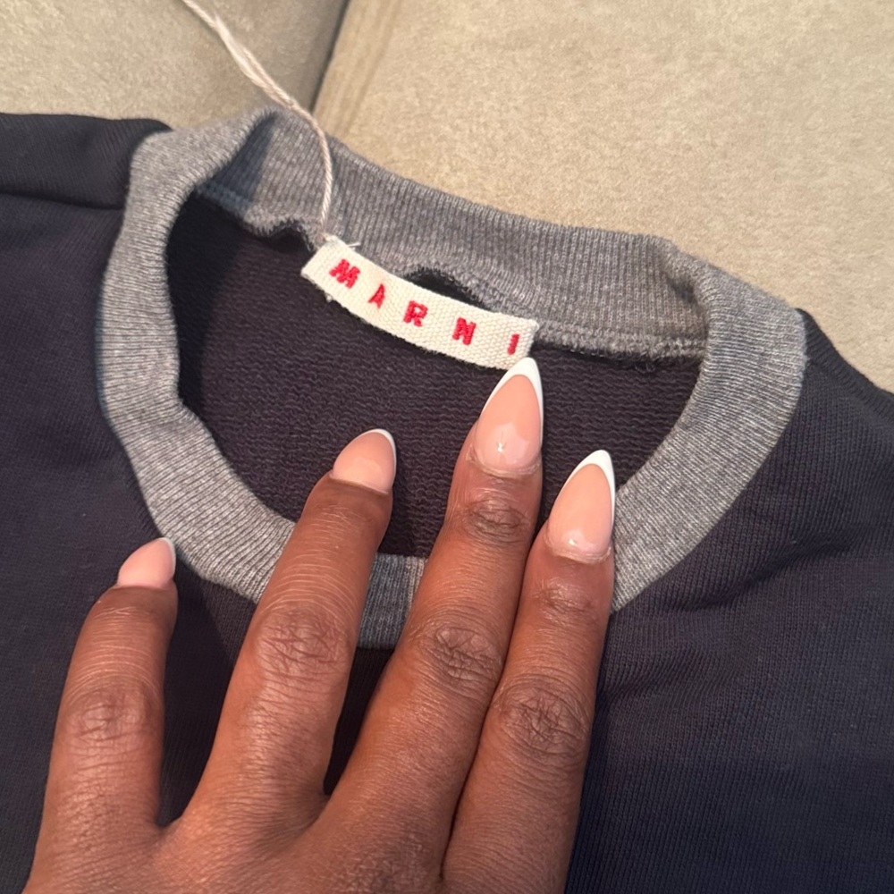 Marni Navy and Gray Crewneck Sweater